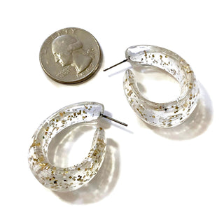 Glitter Confetti Oval Hoop Earrings  - PREORDER
