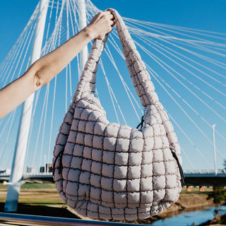 Sand Oversized Quilted Hobo Tote Bag  - PREORDER