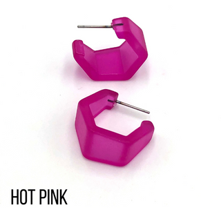 Hexagon Geo Frosted Hoop Earrings  - PREORDER