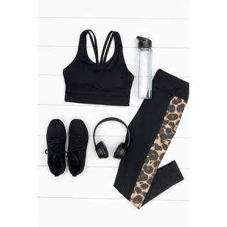 Stylish leopard print panel leggings for everyday wear