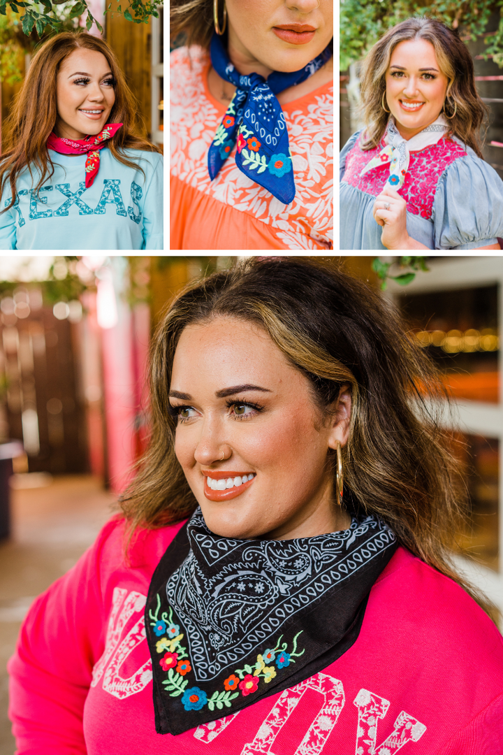 Embroidered Bandanas - 4 Colors - FINAL SALE