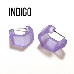 Hexagon Geo Frosted Hoop Earrings  - PREORDER