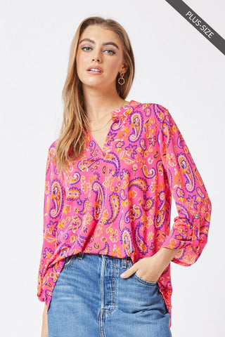 Dear Scarlett Lizzy Top In Pink Multi Paisley