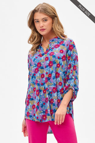 Dear Scarlett Lizzy Top In Royal Multi Floral