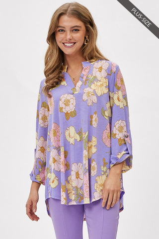 Dear Scarlett Lizzy Top In Lavender Floral