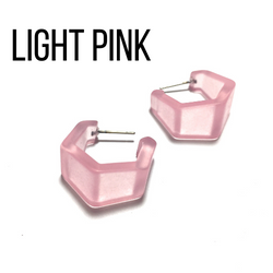 Hexagon Geo Frosted Hoop Earrings  - PREORDER