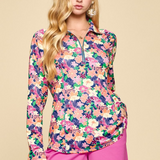 Multi Floral Print Long Sleeve Marina Top - FINAL SALE