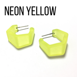 Hexagon Geo Frosted Hoop Earrings  - PREORDER