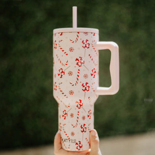 Candy Canes Christmas Tumbler Cup w/ Handle  - PREORDER