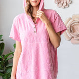 Short Sleeve Floral Jacquard Hooded Top - FINAL SALE