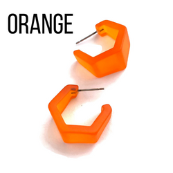 Hexagon Geo Frosted Hoop Earrings  - PREORDER