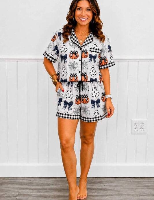 Short PJ Set - Pumpkin Bow - Preorder