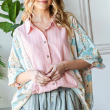 Fabric Mixed Button Down Shirt PREORDER