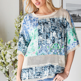 Mixed Print And Cotton Net Top PREORDER