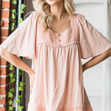 Balloon Sleeve Babydoll Top PREORDER