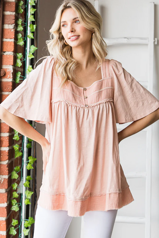 Balloon Sleeve Babydoll Top PREORDER