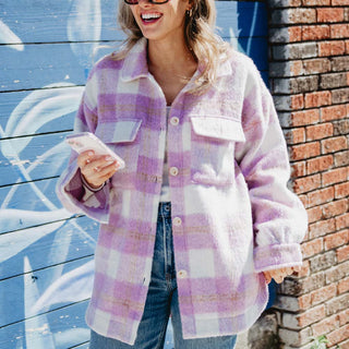 Purple Plaid Checker Shacket  - PREORDER