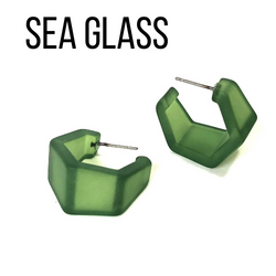 Hexagon Geo Frosted Hoop Earrings  - PREORDER