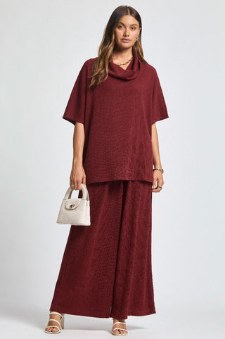 Dear Scarlett Villa Top And Pants Set - Wine