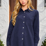 Soft Stitch Blouse - Navy PREORDER