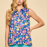 Meadow Blooms Sleeveless Top - Royal Multi PREORDER