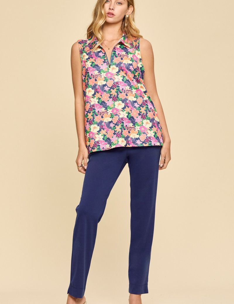 Meadow Blooms Sleeveless Top - Navy Multi PREORDER