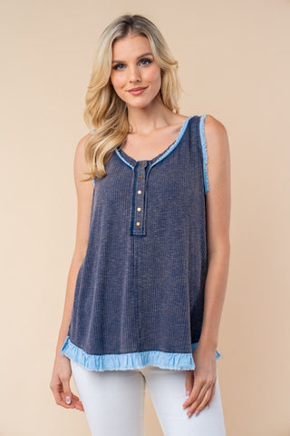 White Birch Tank Top w/ Ruffle Hem - FINAL SALE