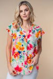 White Birch Flutter Sleeve Floral Top* FINAL SALE *