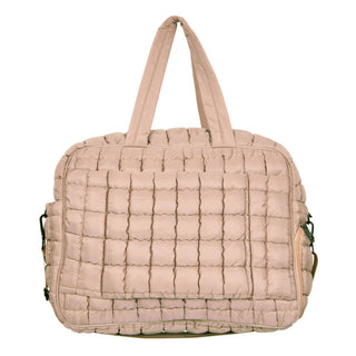 Tan Quilted Duffel Weekender Bag w/ Pass-Thru Slip  - PREORDER