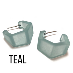 Hexagon Geo Frosted Hoop Earrings  - PREORDER