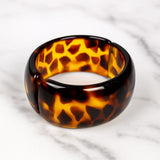 Tortoise Spotted with Gold Lining â€“ Vintage Lucite Clamper Bracelet