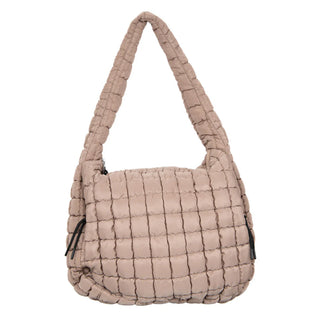 Tan Oversized Quilted Hobo Tote Bag  - PREORDER