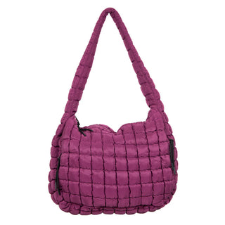 Plum Oversized Quilted Hobo Tote Bag  - PREORDER