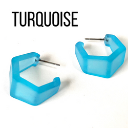 Hexagon Geo Frosted Hoop Earrings  - PREORDER