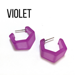 Hexagon Geo Frosted Hoop Earrings  - PREORDER