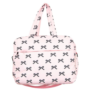 Black & Pink Mini Bows Duffel Weekender w/ Pass-Thru Slip  - PREORDER