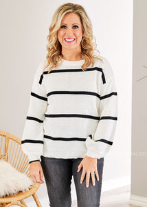 Sutton Stripe Sweater-BLACK - FINAL SALE  -- WS23