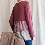 Floral Flare Top - Burgundy - LAST ONES FINAL SALE