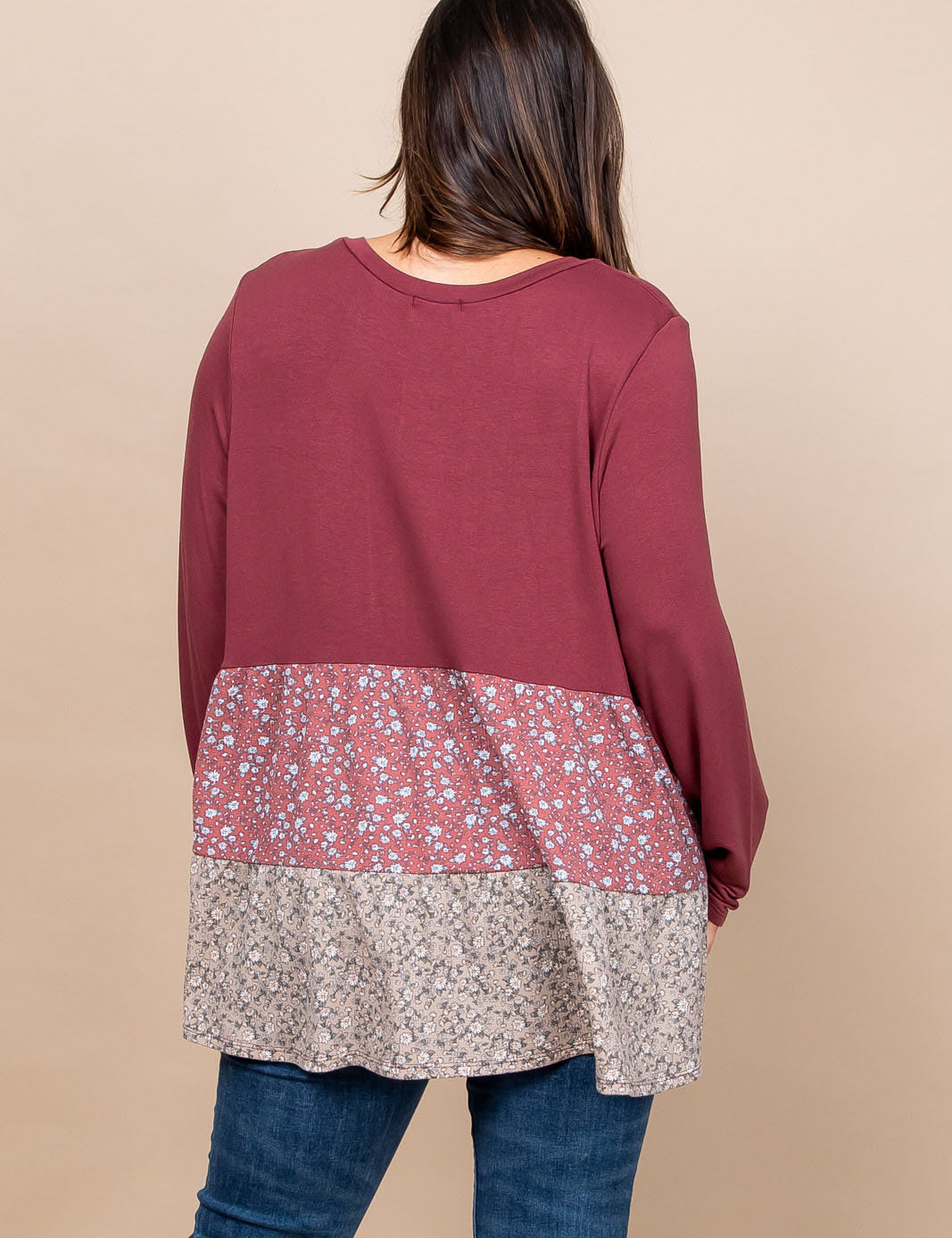 Floral Flare Top - Burgundy - LAST ONES FINAL SALE