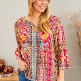 Bold Themes Embroidered Top - LAST ONES FINAL SALE