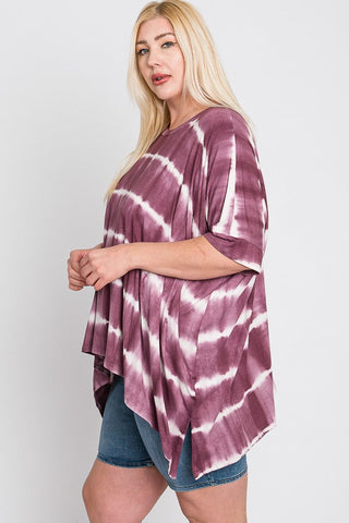 STRIPED TIE DYE ROUND NECK TUNIC - 3 COLORS - LAST ONE FINAL SALE