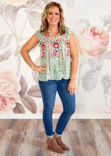 Load image into Gallery viewer, Sage You Love Me Embroidered Top - FINAL SALE CLEARANCE
