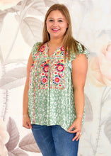 Load image into Gallery viewer, Sage You Love Me Embroidered Top - FINAL SALE CLEARANCE
