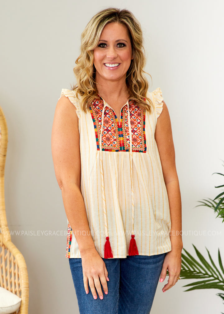 Bend The Trend Embroidered Top  - FINAL SALE