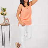 Rachel Scalloped Tank-CORAL - LAST ONES FINAL SALE