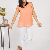 Rachel Scalloped Tank-CORAL - LAST ONES FINAL SALE