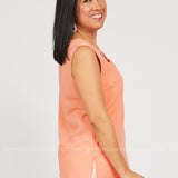 Rachel Scalloped Tank-CORAL - LAST ONES FINAL SALE