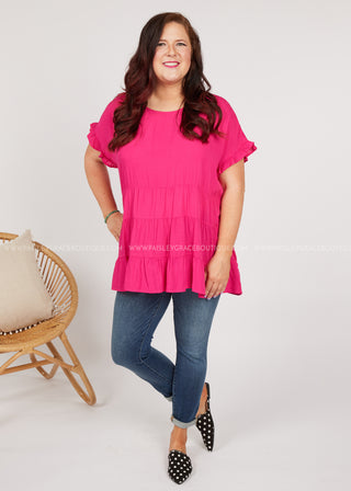 Alana Top - HOT PINK  - FINAL SALE