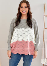 Load image into Gallery viewer, Sing It Out Loud Sweater - Grey/Pink - FINAL SALE
