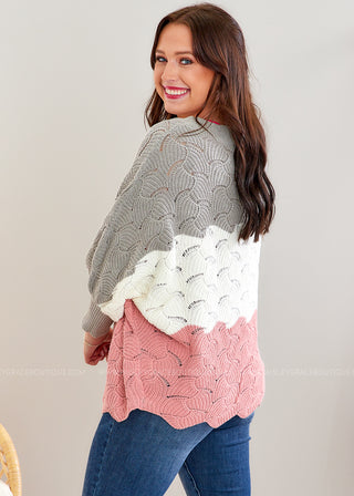 Sing It Out Loud Sweater - Grey/Pink - FINAL SALE